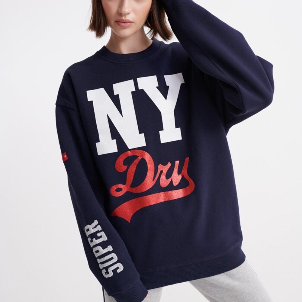 Superdry New York Crew Neck Navy Blue Sweatshirt Size XS/S